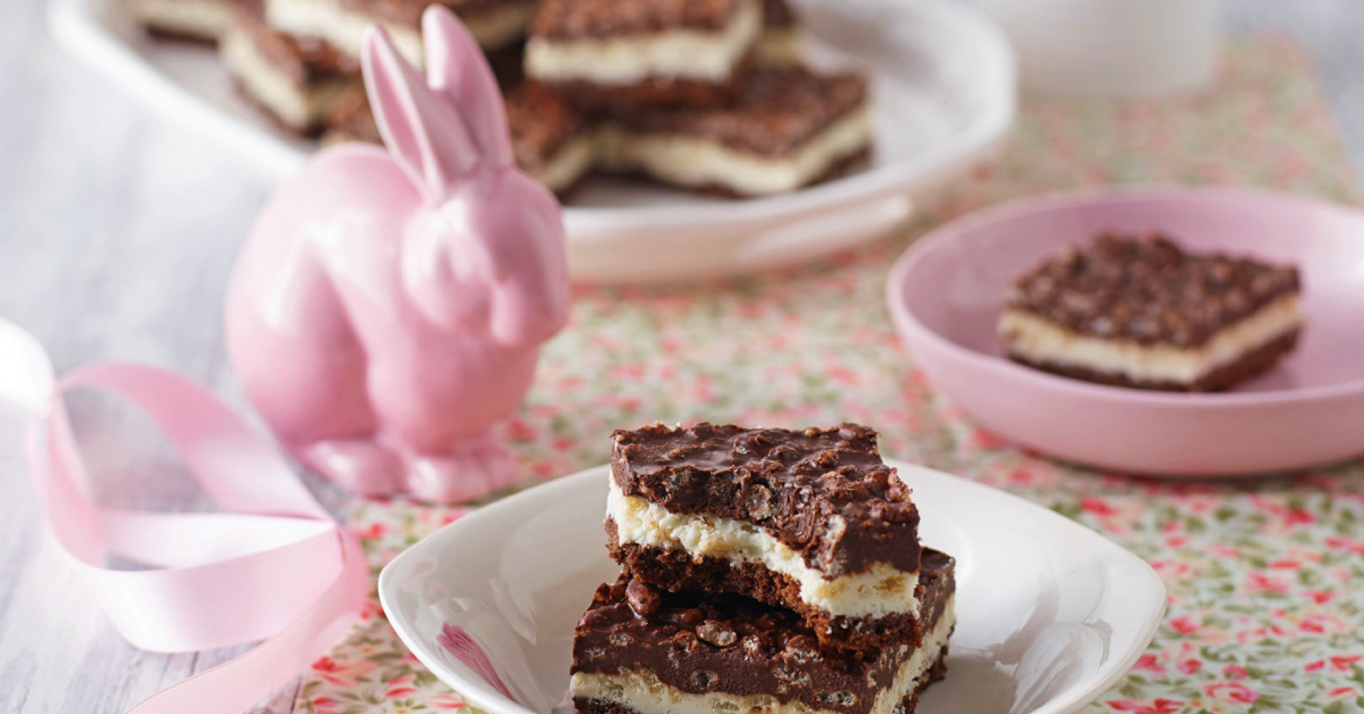 Triple Layered Easter Chocolate Crackle Slice Recipe | myfoodbook